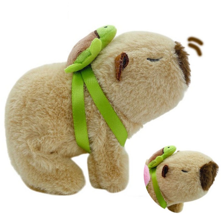 폴짝 폴짝 뛰며 소리내는 아기 카피바라 작동 애착 봉제 인형 어린이 단체 장난감 선물