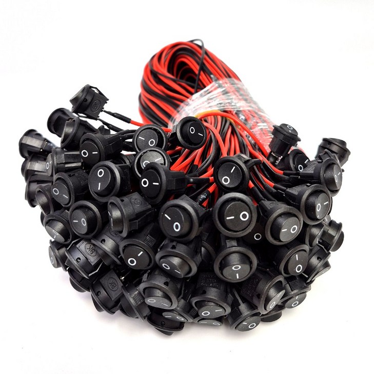 블랙 소형 스위치 전기 전원 똑딱이 전원 누름버튼 100개 묶음, 1개