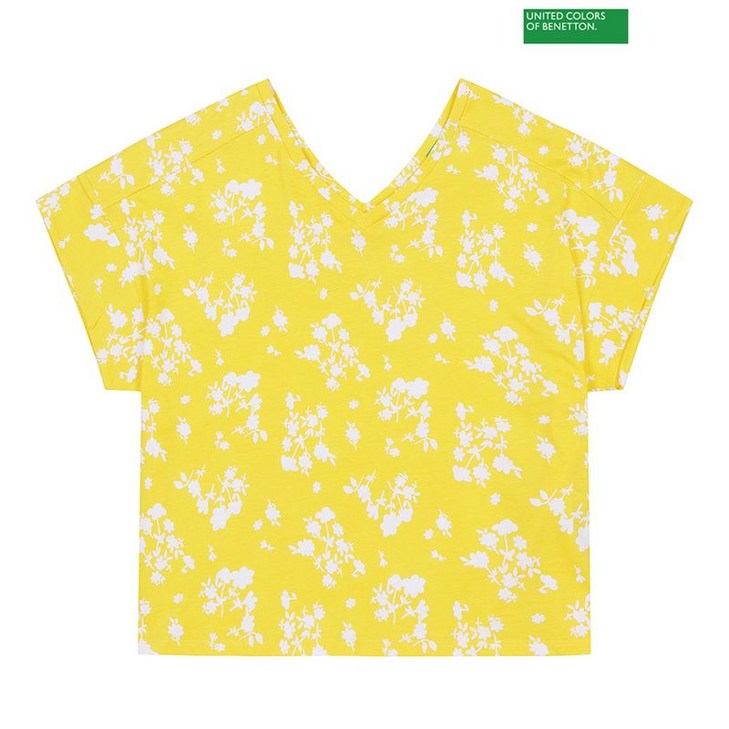 베네통  Colorful flower tshirt 3S 3QOHD400P