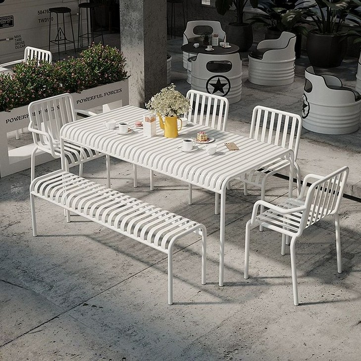 헤이 팔리사드 철제테이블 정사각형 벤치 야외 테이블세트, 1.6m