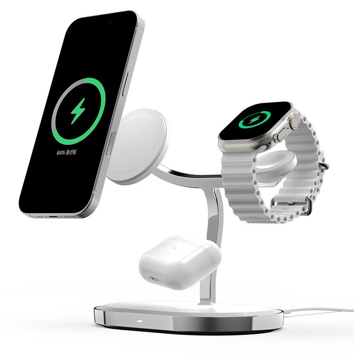 아트뮤 3 in 1 애플 MFM 맥세이프 고속 무선 충전기 MC320, 화이트, 1개 아트뮤 3 in 1 애플 MFM 맥세이프 고속 무선 충전기 MC320, 화이트, 1개