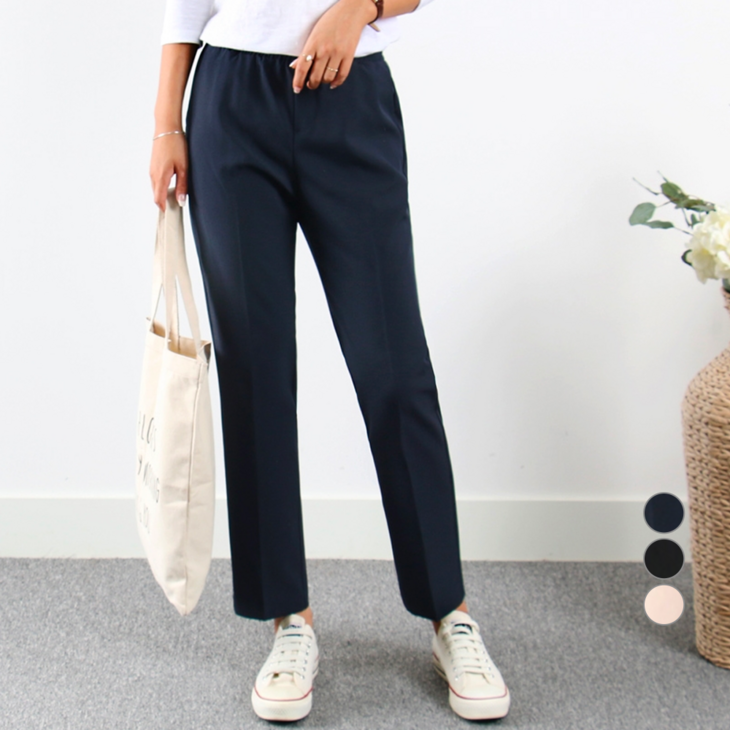 나인뮤즈 허리밴딩 슬랙스 일자핏 빅사이즈여성의류 3XL 데일리 키작녀 리더밴딩팬츠