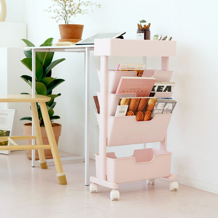 보노하우스 모던 슬림 북 수납 트롤리