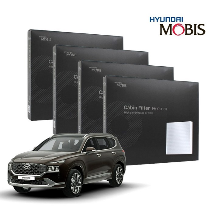 현대모비스 정품 프리미엄 에어컨필터 2년분 4개입 싼타페TM 전용 2018년2020년식 적용, 4개
