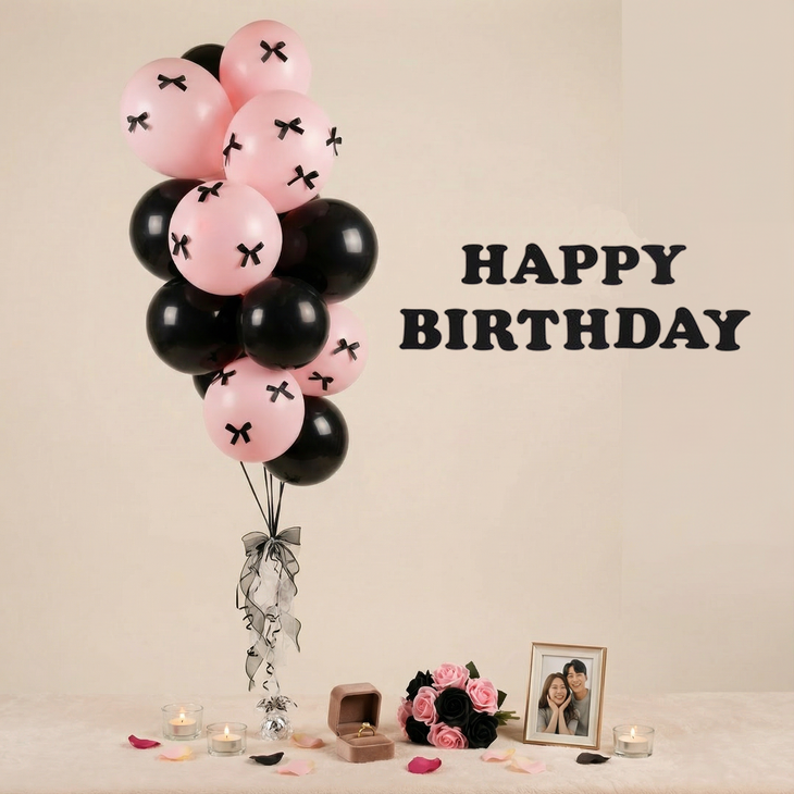 크레샤 블랙핑크 생일파티용품 헬륨효과 파티풍선세트