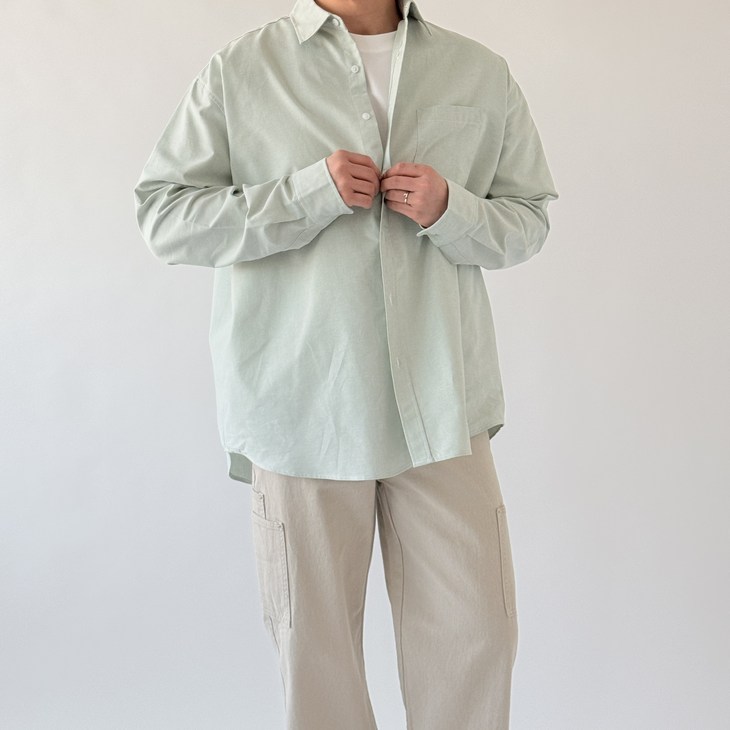 남자 오버핏 옥스포드 셔츠 베이직 캐주얼 긴팔 셔츠 made in korea 9color
