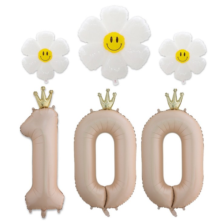 해피쏘굿 40인치 왕관 숫자 100900 데이지 풍선세트, 1세트, 베이지
