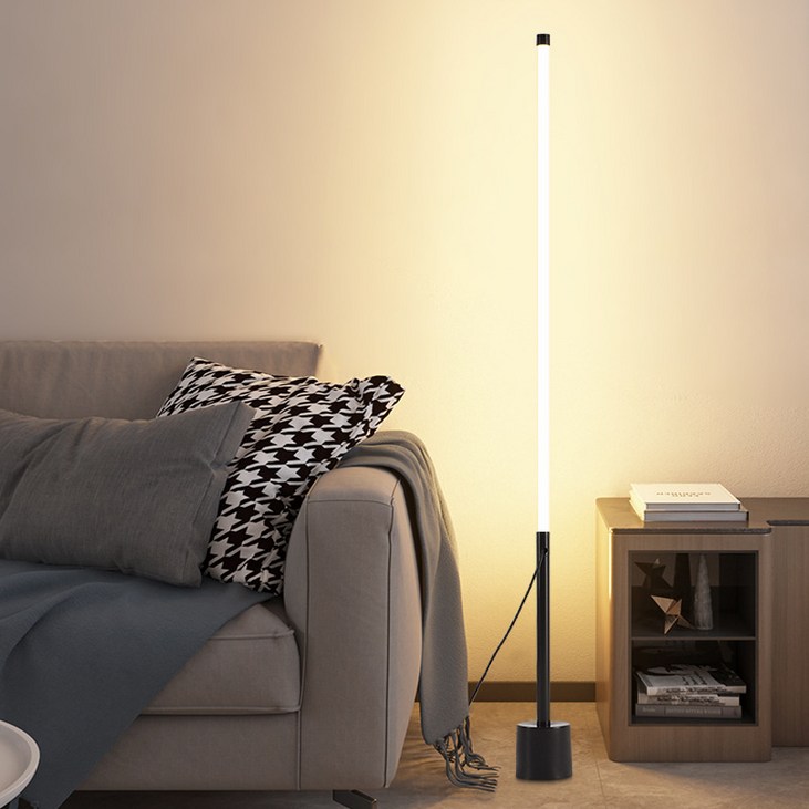 ALLILIO LED 거실 침실 스탠드 조명 심플 창의성 장스탠드 눈보호, 블랙전구색10W