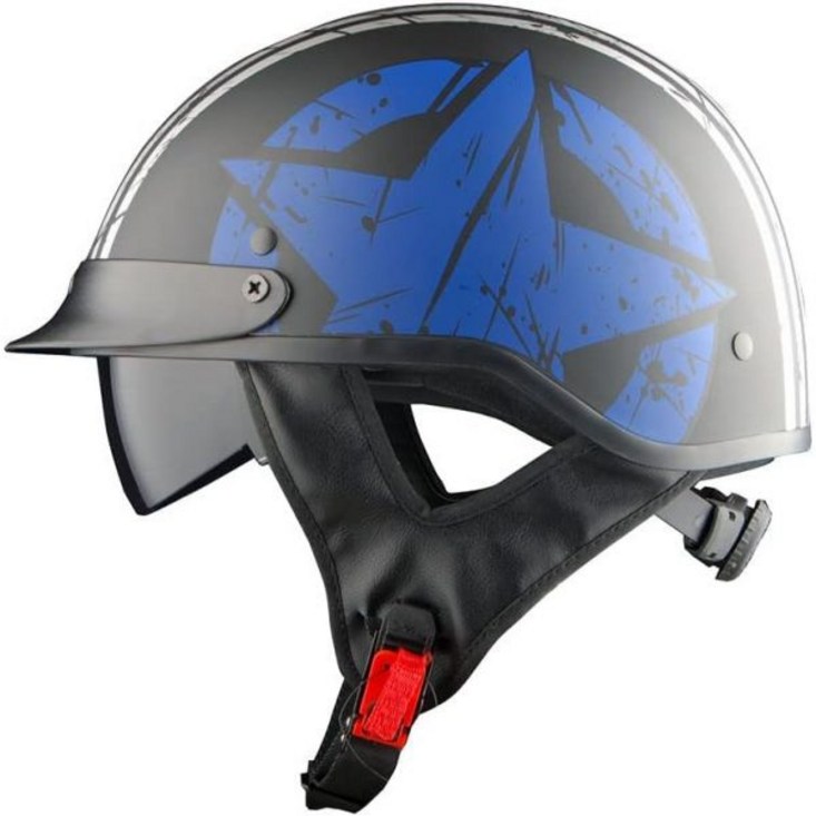1Storm 1스톰 모터사이클 하프 페이스 헬멧 모페즈 스쿠터 조종사 접이식 내부 훈제 바이저 포함 HKY205V 스쿠터헬멧