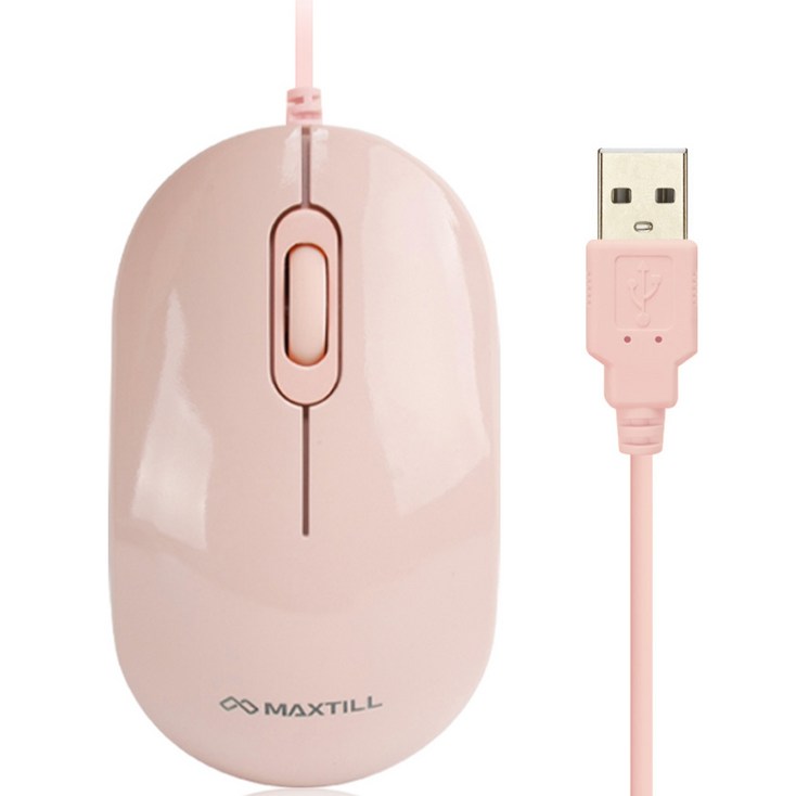 맥스틸 무소음 USB 마우스 MO-M101U, MO-M101U, 핑크 - 투데이밈