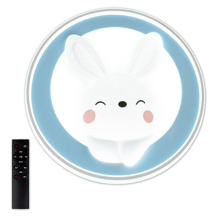 원하 래빗원링 캐릭터 원형 LED 방 천장등 75W  리모컨 세트