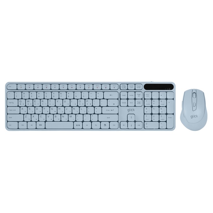 지클릭커 OFFICEPRO 사일런트 L 무소음 인체공학 무선 키보드 마우스 세트, 블루, WMK70, 일반형