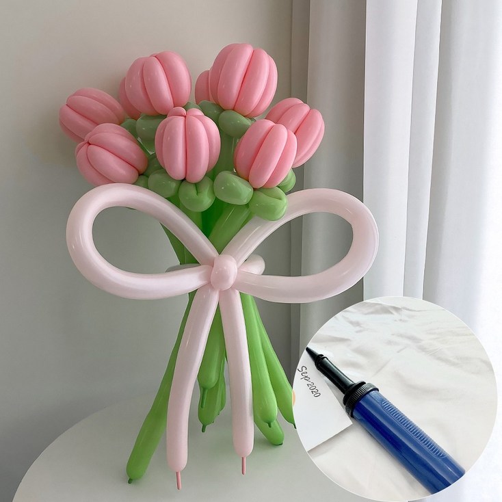 DIY 요술풍선 핑크 튤립 꽃다발 + 손펌프 by 파티아일랜드 - 투데이밈