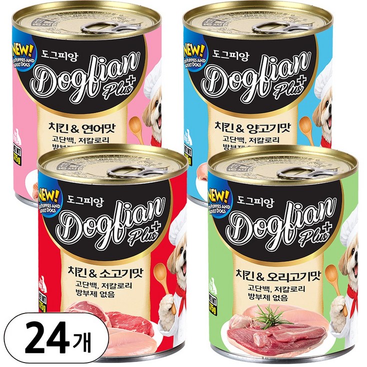 도그피앙 플러스 대용량 강아지캔, 24개, 375g, 콤보
