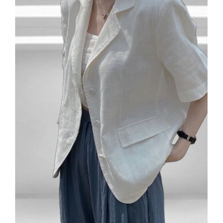 썸머바이브 NQ275 여성 여름 루즈핏 캐주얼 반팔 면마 자켓