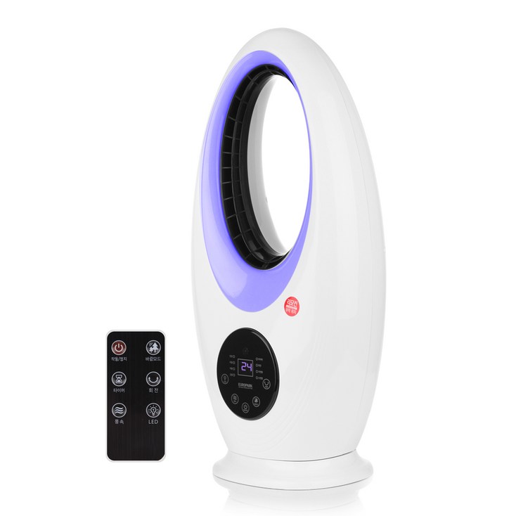 LED 날개없는 리모컨 선풍기 유아선풍기 무드램프 선풍기 에어홀 선풍기, 단품