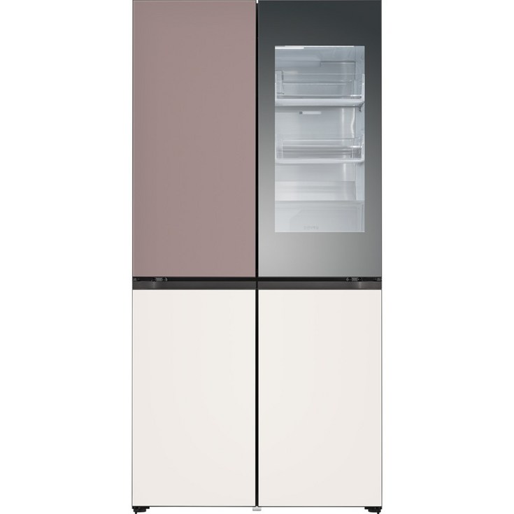 색상선택형 LG전자 오브제 디오스 노크온 미러글라스 빌트인타입 4도어 양문형 냉장고 미스트 방문설치