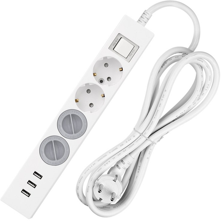 스윗홈 과부하차단 USB 3포트 멀티탭 4구 HOMEMO16AU4 안전커버 2p 세트, 3m, 1세트