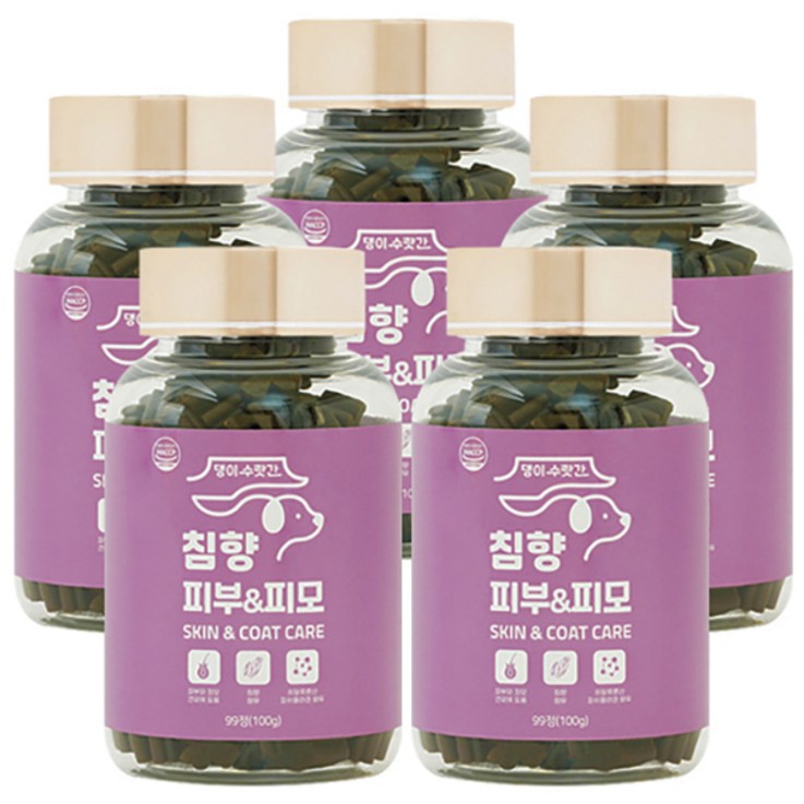 강아지 피부병 곰팡이성 피부염 피부영양제 발습진 아토피 모낭충 댕이수랏간 침향 피부피모 100g, 5개, 피부피모