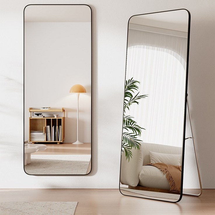 베라스코 스퀘어 전신거울 스탠드 벽걸이 1500, 블랙