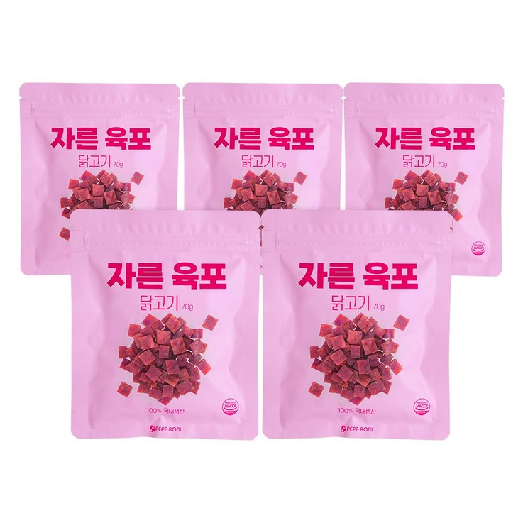 유통기한 24.10.29페페로니 자른육포 닭고기 70g 세트, 5개