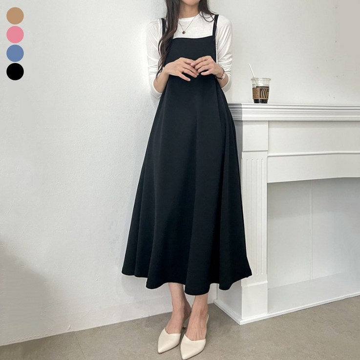블레스유 빅사이즈 A라인 플레어 봄 가을 나시 롱 원피스 블레스유 빅사이즈 A라인 플레어 봄 가을 나시 롱 원피스