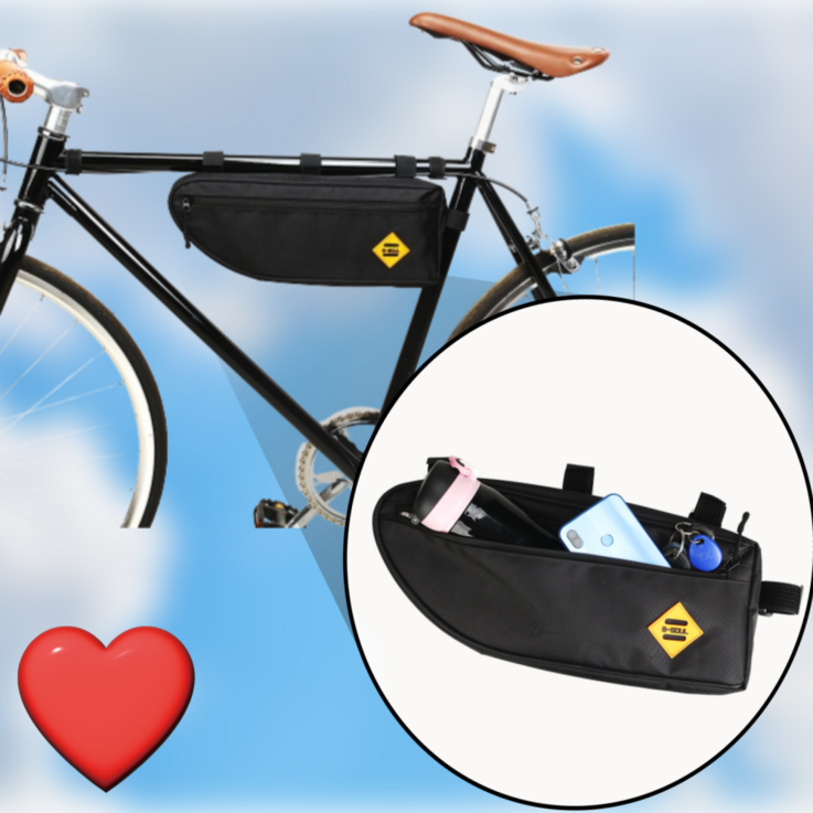 스마일플로우 MTB 로드 자전거 프레임 고급 가방, 1개, 블랙