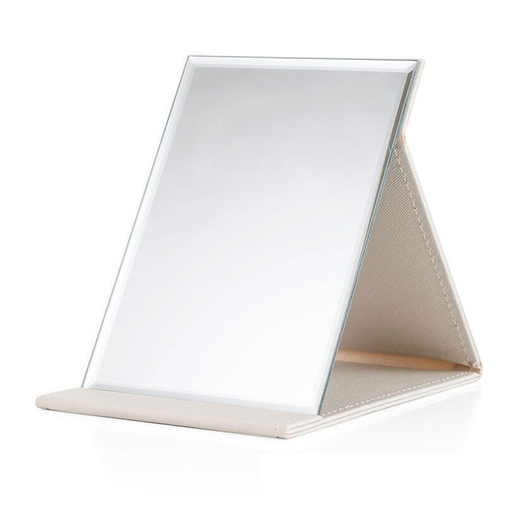 무다스 PU 커버 접이식 휴대용 탁상 거울 중형