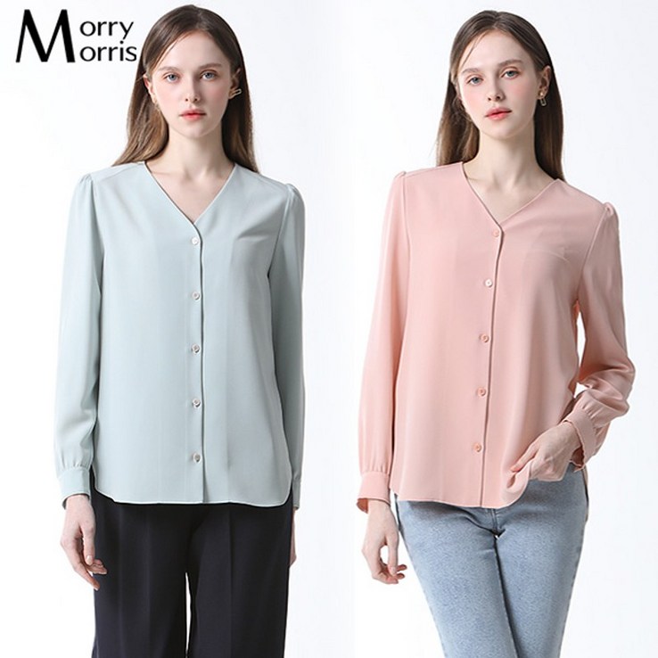 리스트 모리모리스Morry Morris 노카라 브이넥 퍼프소매 블라우스 리스트 모리모리스Morry Morris 노카라 브이넥 퍼프소매 블라우스