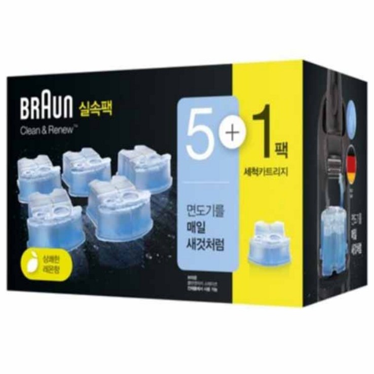 BRAUN BRAUN 클린 앤 리뉴 면도기 세정액 CCR 6개입, 단일색상, CCR 6개입 BRAUN BRAUN 클린 앤 리뉴 면도기 세정액 CCR 6개입, 단일색상, CCR 6개입