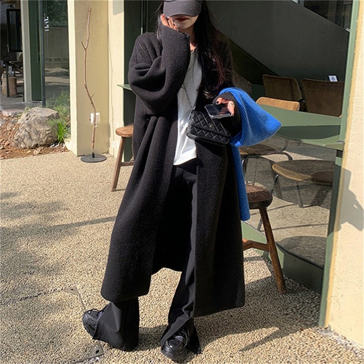 여성용  롱가디건 오버핏 스웨터