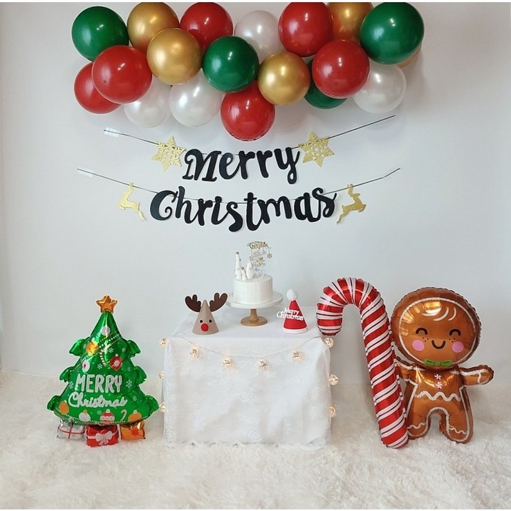 [200세트한정] 크리스마스 벌룬 클라우드 풍선 가랜드 패키지 쿠키맨 파티용품 20230602