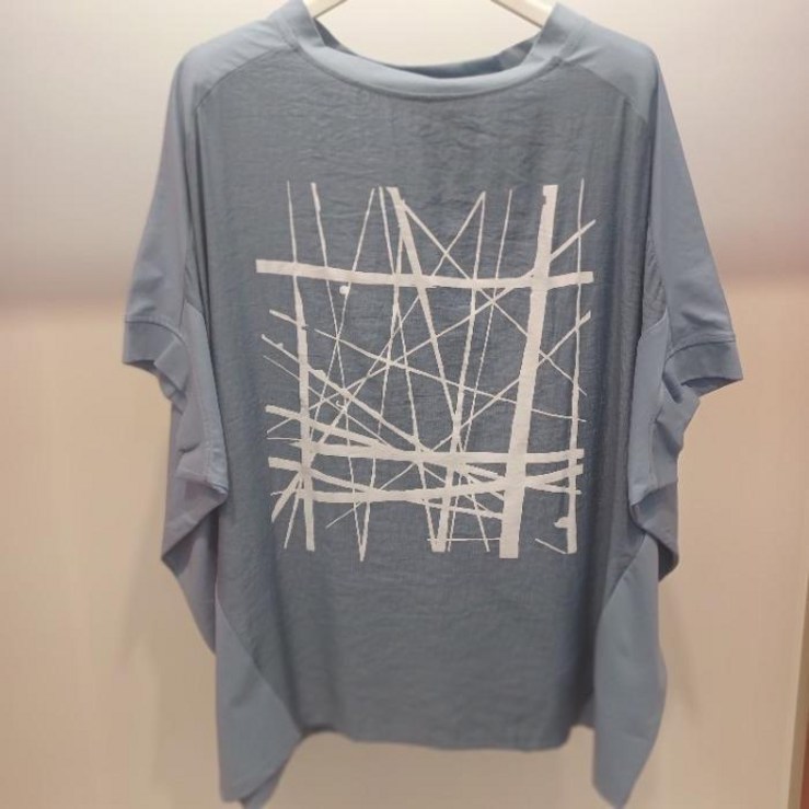 Destijl HC06 기장 품 팔뚝 편한 가오리 라운드 반팔 티블라우스 D2423ts70L