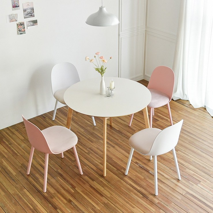 푸린 원형 4인용 식탁세트 1000 (식탁+의자4)