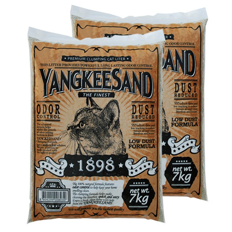양키샌드 응고형 1898 오리지널 고양이 모래, 7kg, 2개, 오리지널향