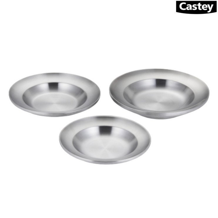 캐스티 Castey 스테인리스 이중 원형 다용도 접시세트 3P19,21,23cm, 3개