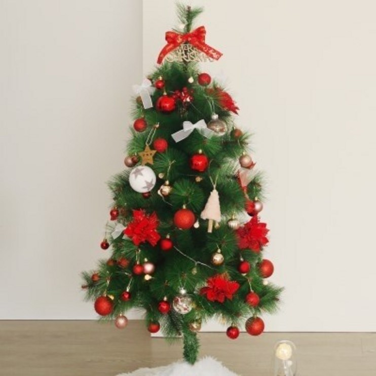 크리스마스트리 나무 전구 장식 풀세트 레드벨벳 120cm