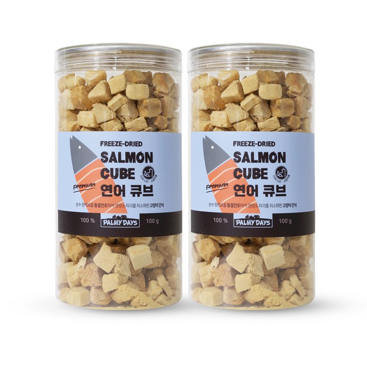 고양이 전연령 파미데이즈 프리미엄 동결건조 간식 큐브, 연어, 100g, 2개 고양이 전연령 파미데이즈 프리미엄 동결건조 간식 큐브, 연어, 100g, 2개