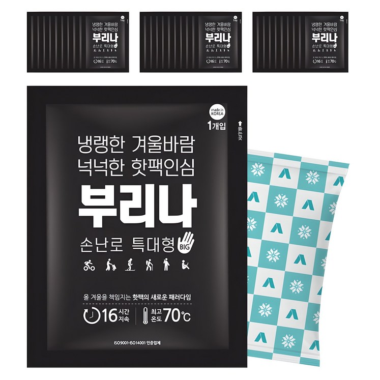 국내생산 부리나 국내생산 손난로 특대형 핫팩 140g, 30개 국내생산 부리나 국내생산 손난로 특대형 핫팩 140g, 30개