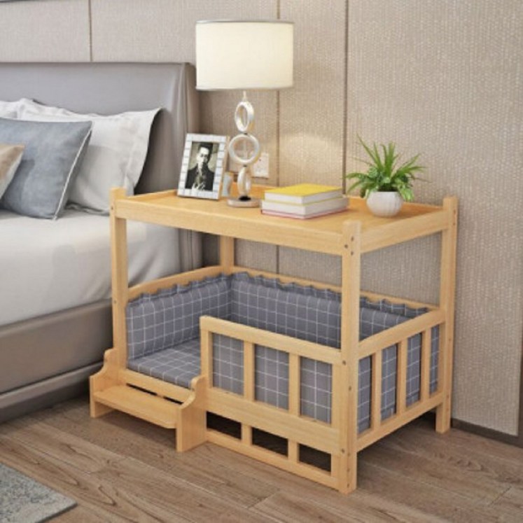 애견하우스 강아지집 원목 실내하우스 2층침대 개집