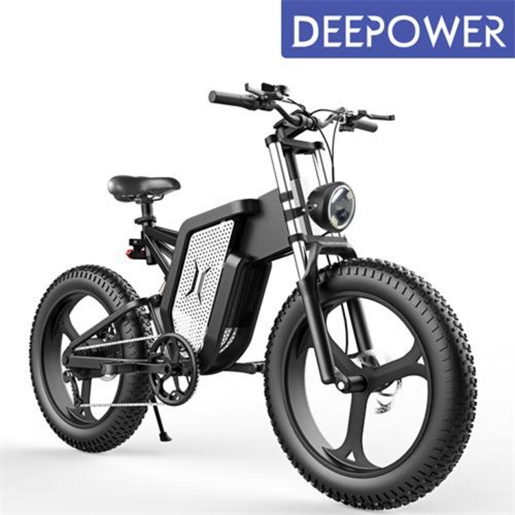 DEEPOWER 최신형 2000W 48V 25Ah 전기자전거 MTB 산악 자전거 20인치 팻바이크 7단 변속, 25Ah 2000W