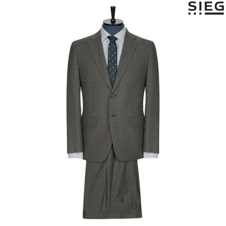 지이크 스위트 투버튼 브라운 체크 정장 자켓  PCJAA2176