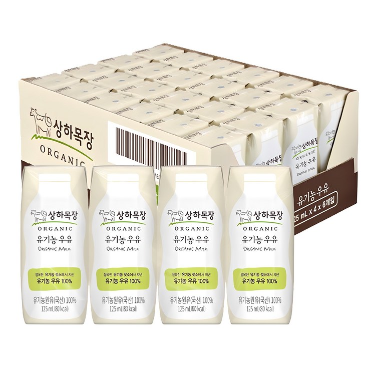 상하목장 유기농 우유, 125ml, 24개