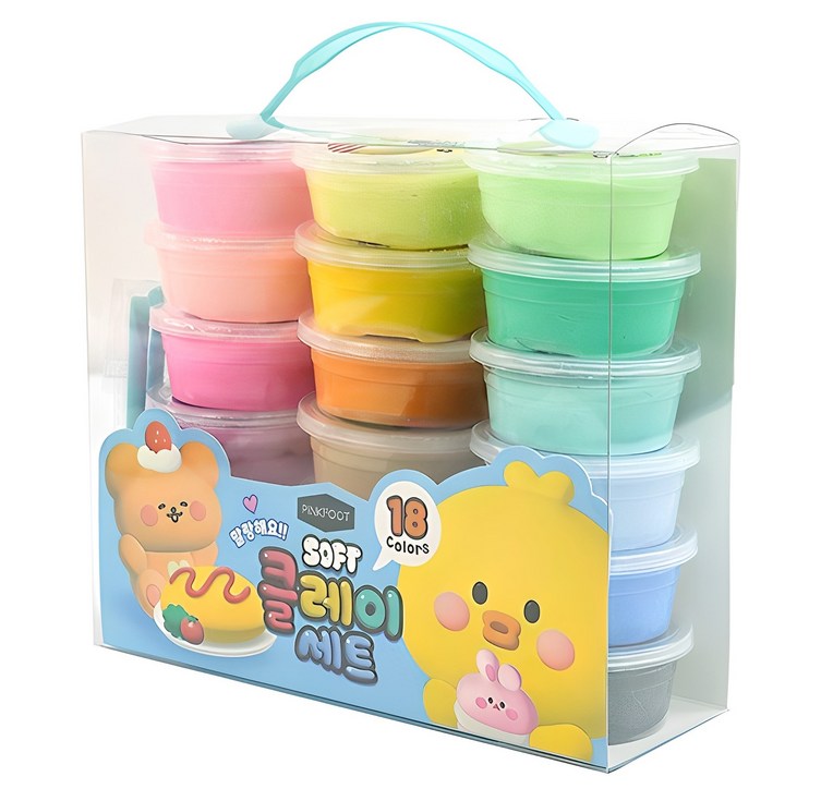 핑크풋 10000 쪼꼬미친구들 소프트 18색 유아용 클레이 세트, 혼합색상, 360g, 1세트