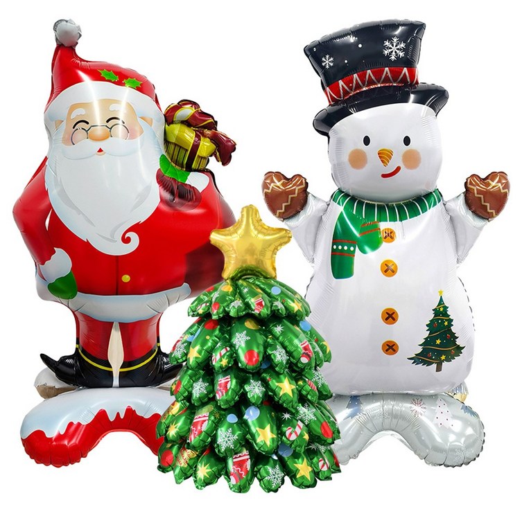 크리스마스 은박 스텐딩 풍선 파티풍선, 1개, 산타눈사람미니트리