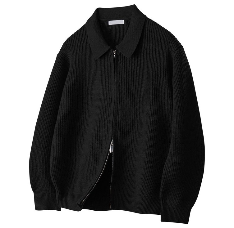 팀스핏품질보증 남성용 빅사이즈 비스코스 투웨이 가디건 카라 집업 니트 오버핏