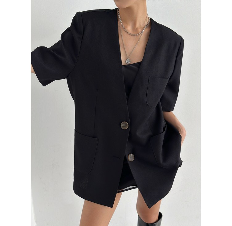 메종드모드 자체제작 당일발송인생자켓 에브리핏 빅사이즈 반팔재킷 루즈핏자켓