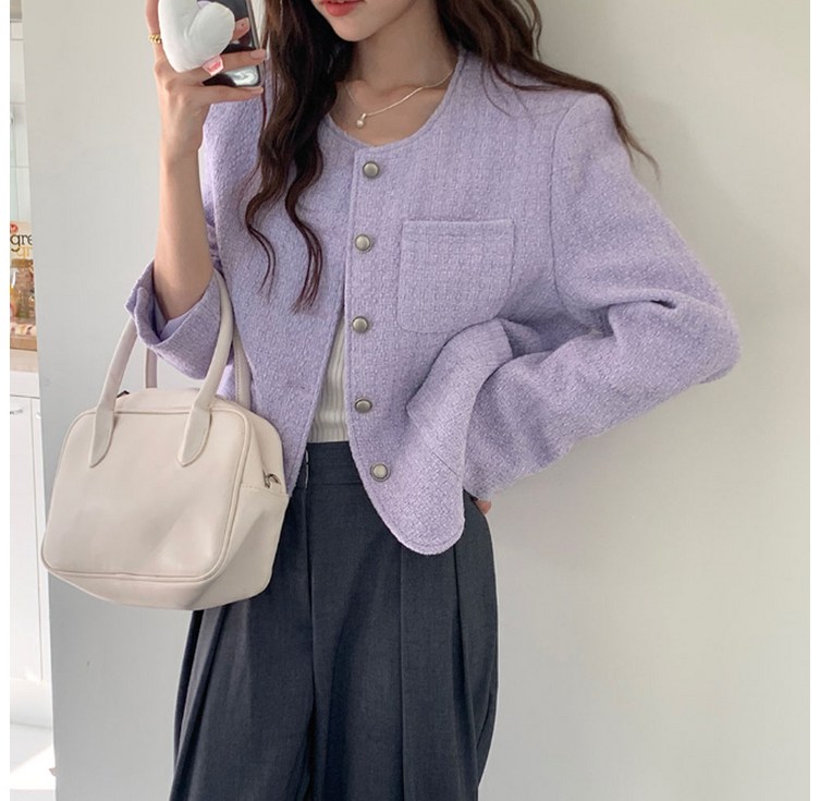 대박난박양 라이트바이올렛 트위드 자켓