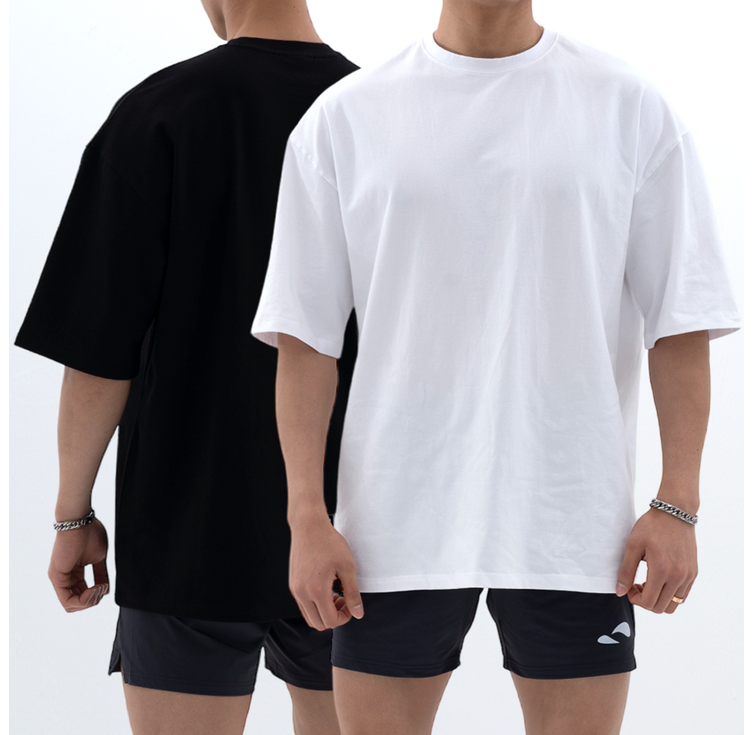 터틀백 짐웨어오버핏 헬스티셔츠 무지 운동반팔 스판 박스티 운동복 어깨넓어보이는 반팔