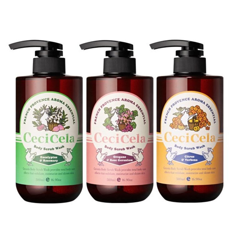 쎄씨쎌라 바디스크럽 500ml 3종 3개 선택, 1세트, 500ml